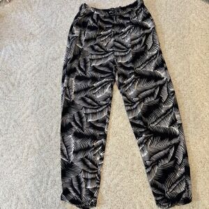 VOLCOM STAY PALM 100% viscose BLACK/WHITE lounge pants tropical vacation M 8/10